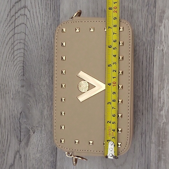 Valentino Orlandi Taupe Small Camera Bag Studded Crossbody Vegan‎ Leather NEW - Picture 12 of 14